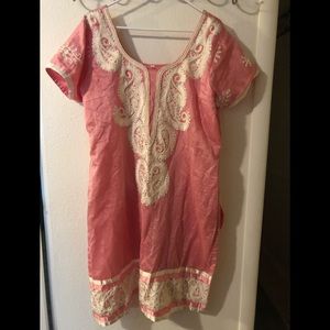 Pink with cream detail Sari